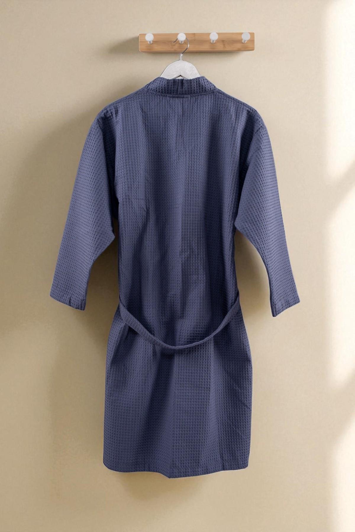 Piquea Kimono Bornoz – %100 Pamuk , Unisex Lacivert - Ender Home