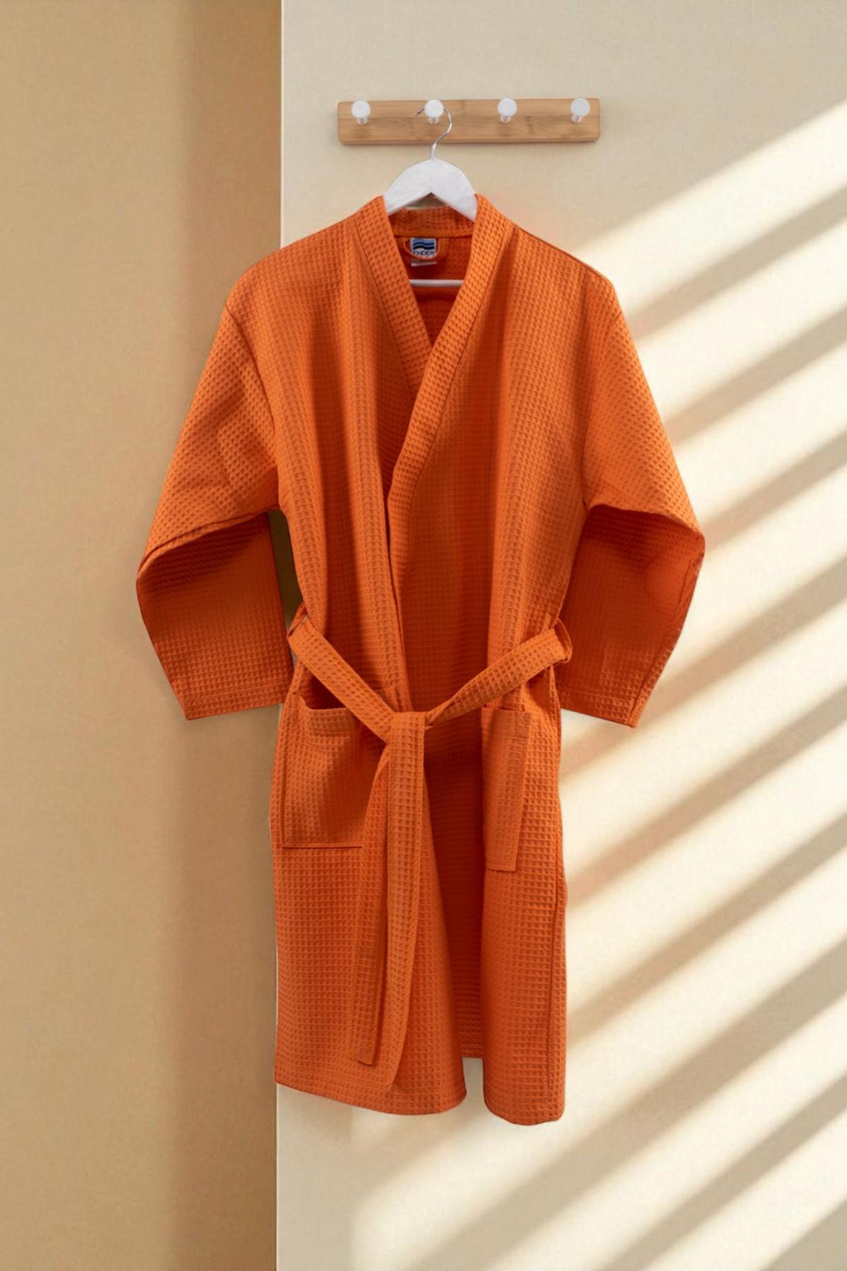 Piquea Kimono Bornoz – %100 Pamuk , Unisex Oranj - Ender Home