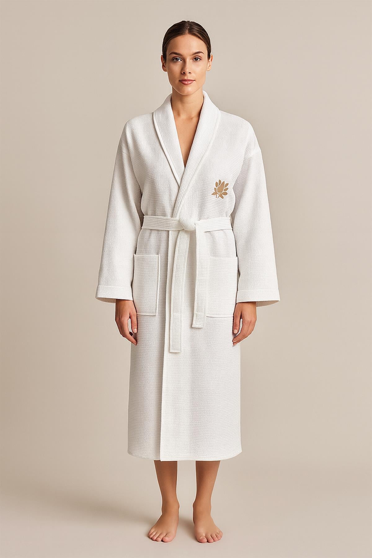 Piquea Nakışlı Şalyaka Bornoz – %100 Pamuk L/XL - Ender Home