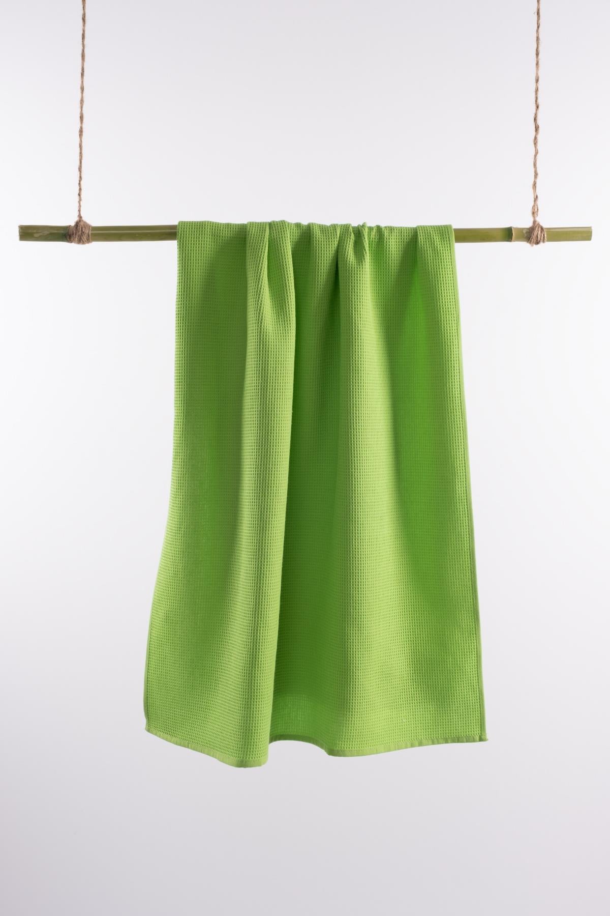 Piquea Waffle Havlu – %100 Pamuklu, Yüksek Emicilik & 75x150cm Fıstık Yeşili - Ender Home