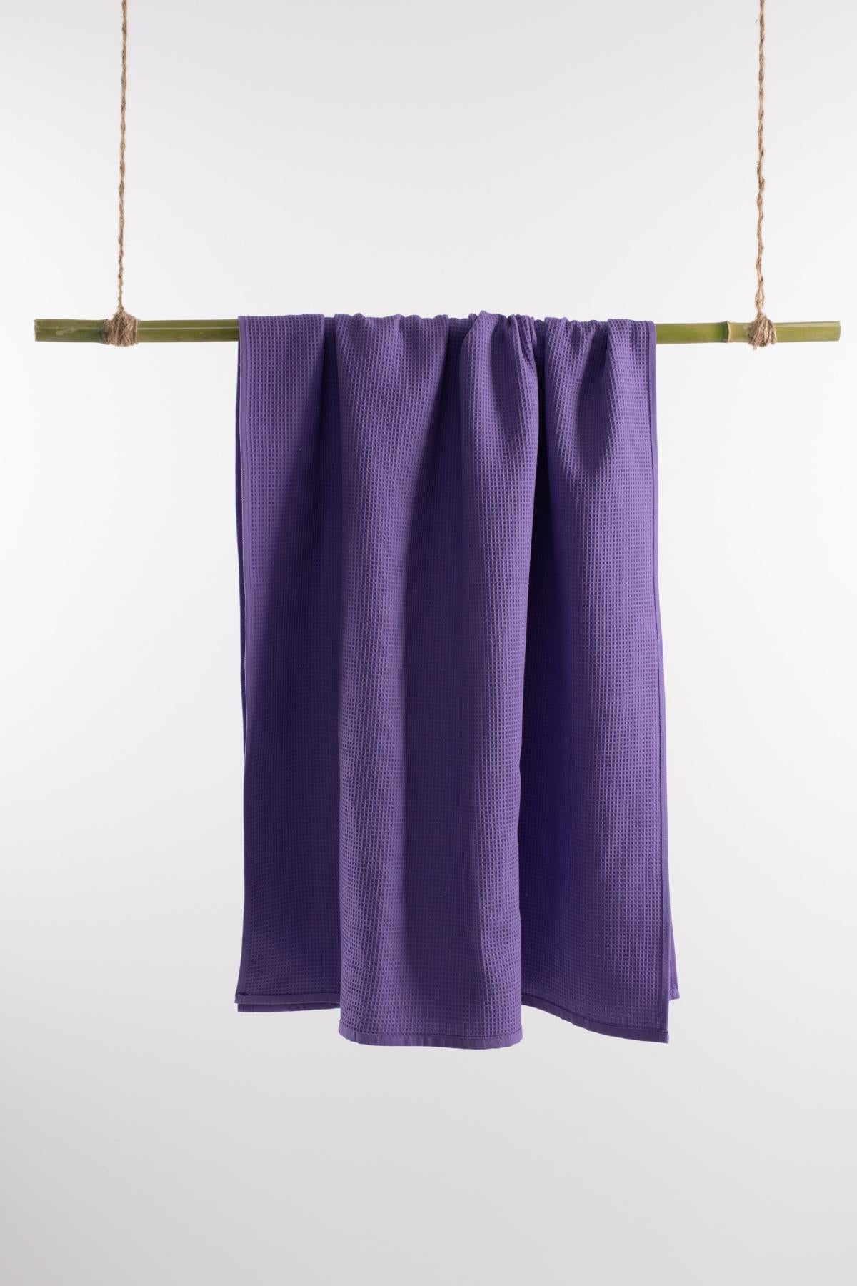 Piquea Waffle Havlu – %100 Pamuklu, Yüksek Emicilik & 75x150cm Mor - Ender Home