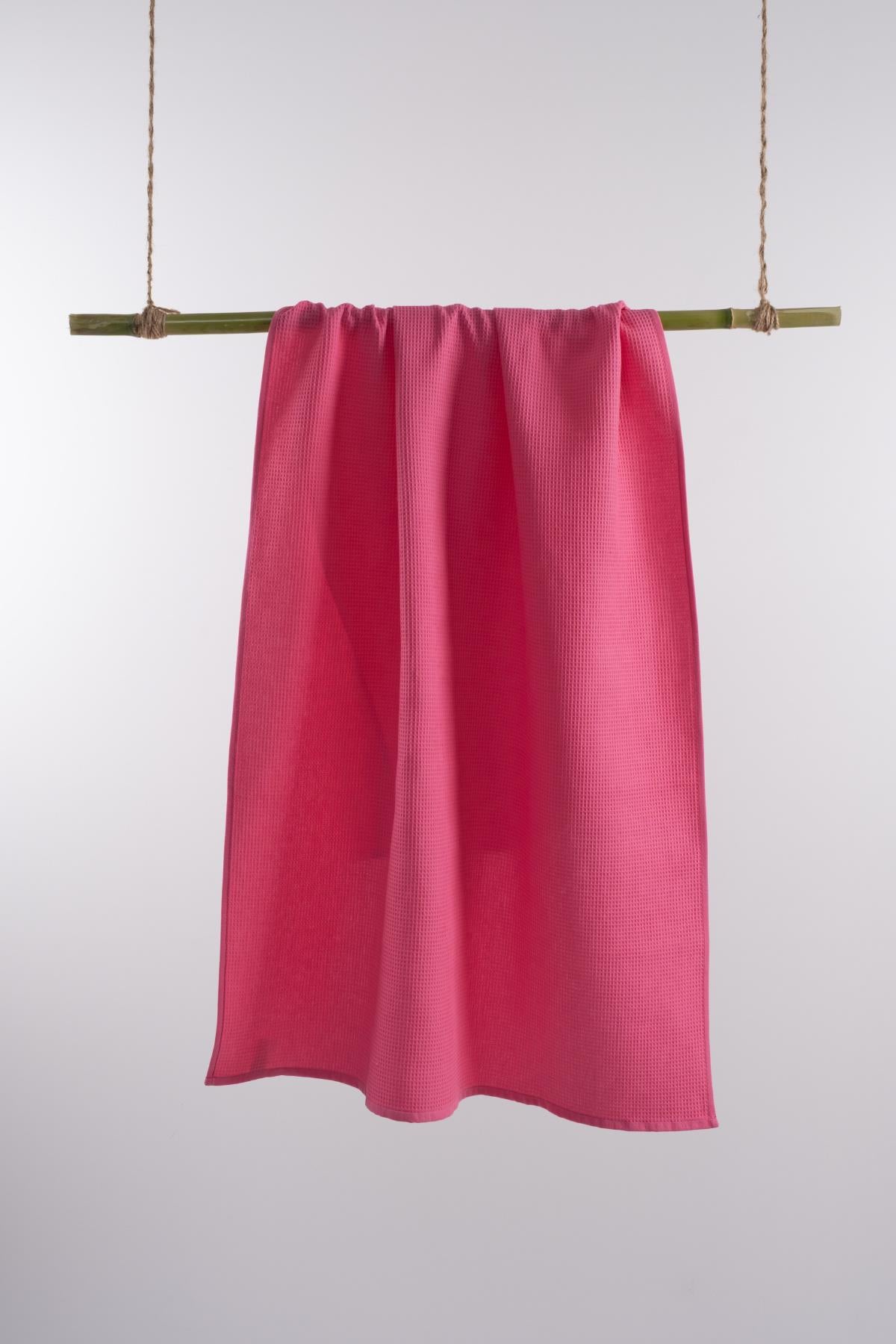 Piquea Waffle Havlu – %100 Pamuklu, Yüksek Emicilik & 75x150cm Pembe - Ender Home