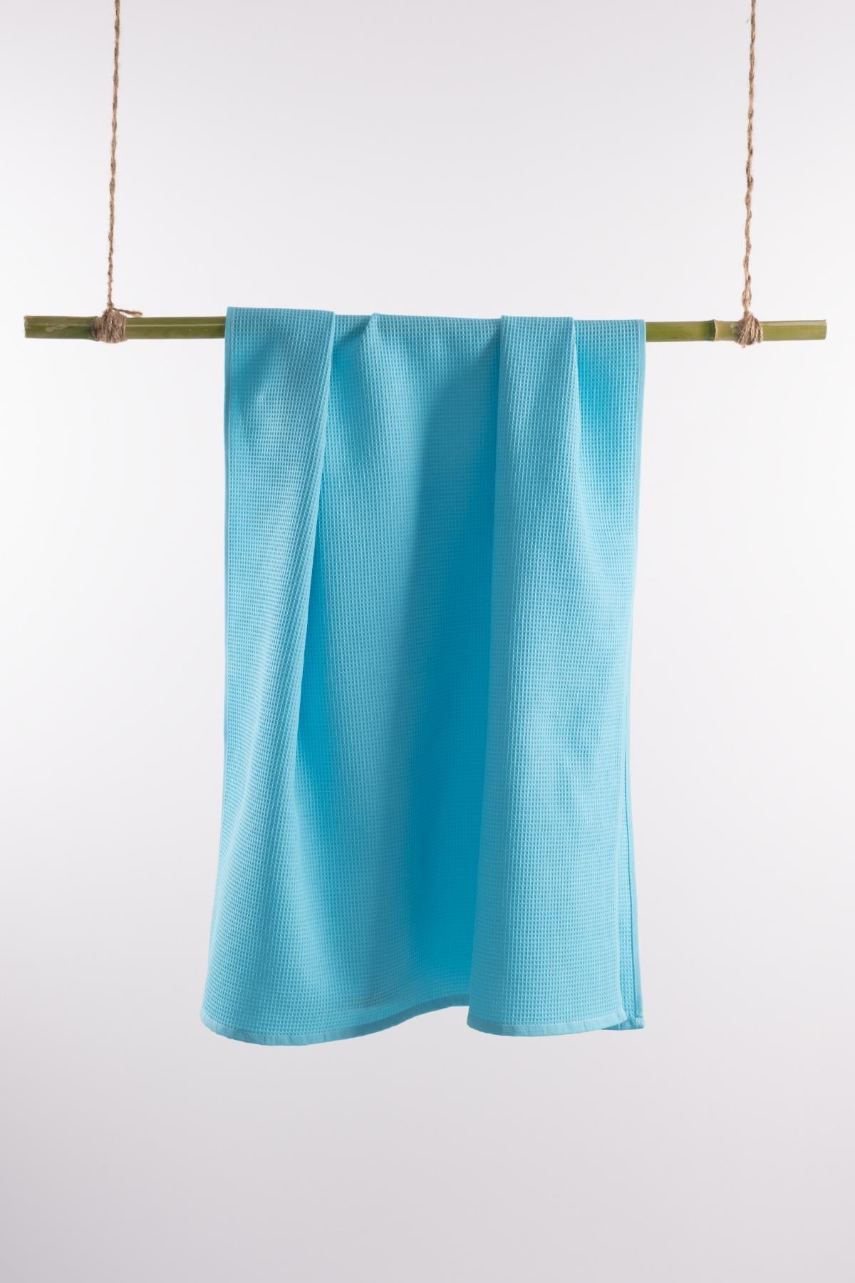 Piquea Waffle Havlu – %100 Pamuklu, Yüksek Emicilik & 75x150cm Turkuaz - Ender Home