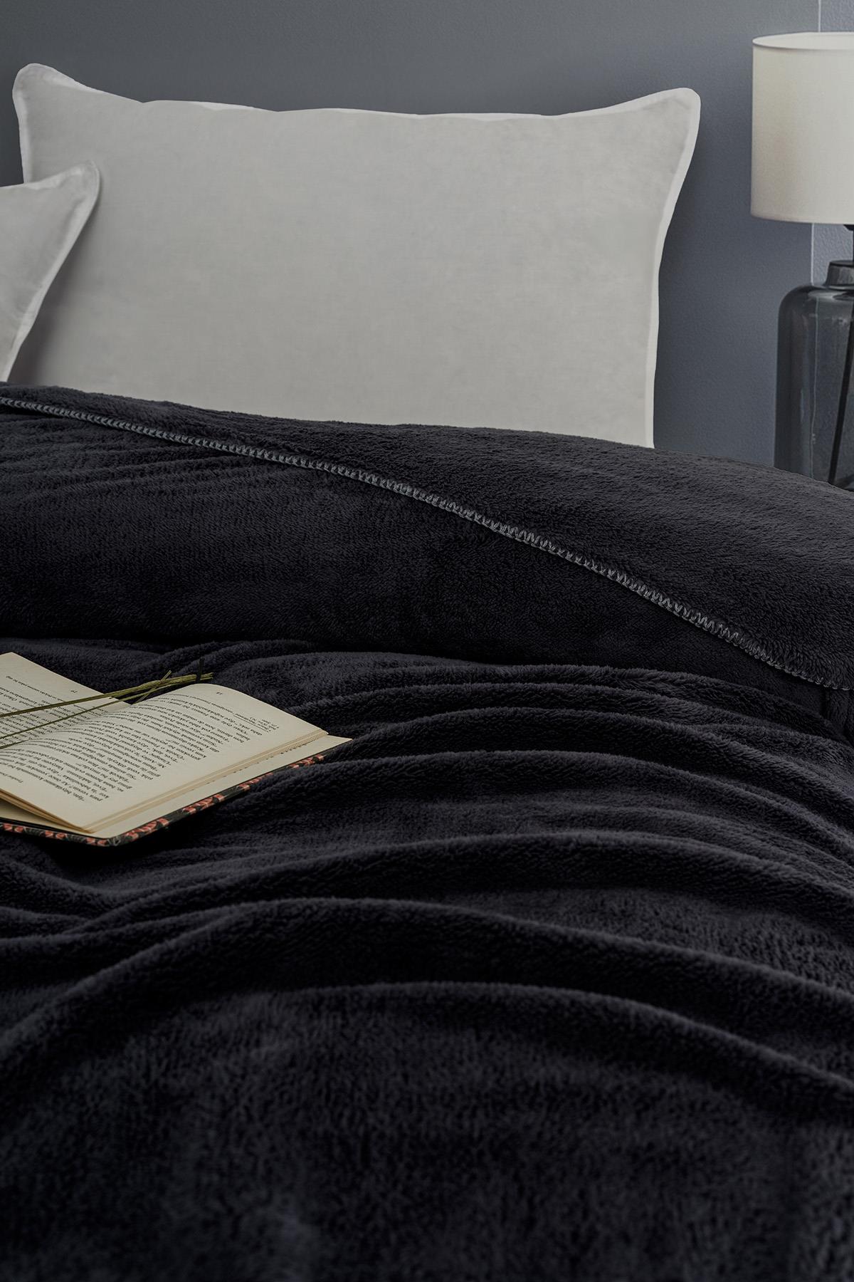 Plushnest Peluş TV & Koltuk Şalı Tek kişilik – 110x160 Cm Antrasit - Ender Home