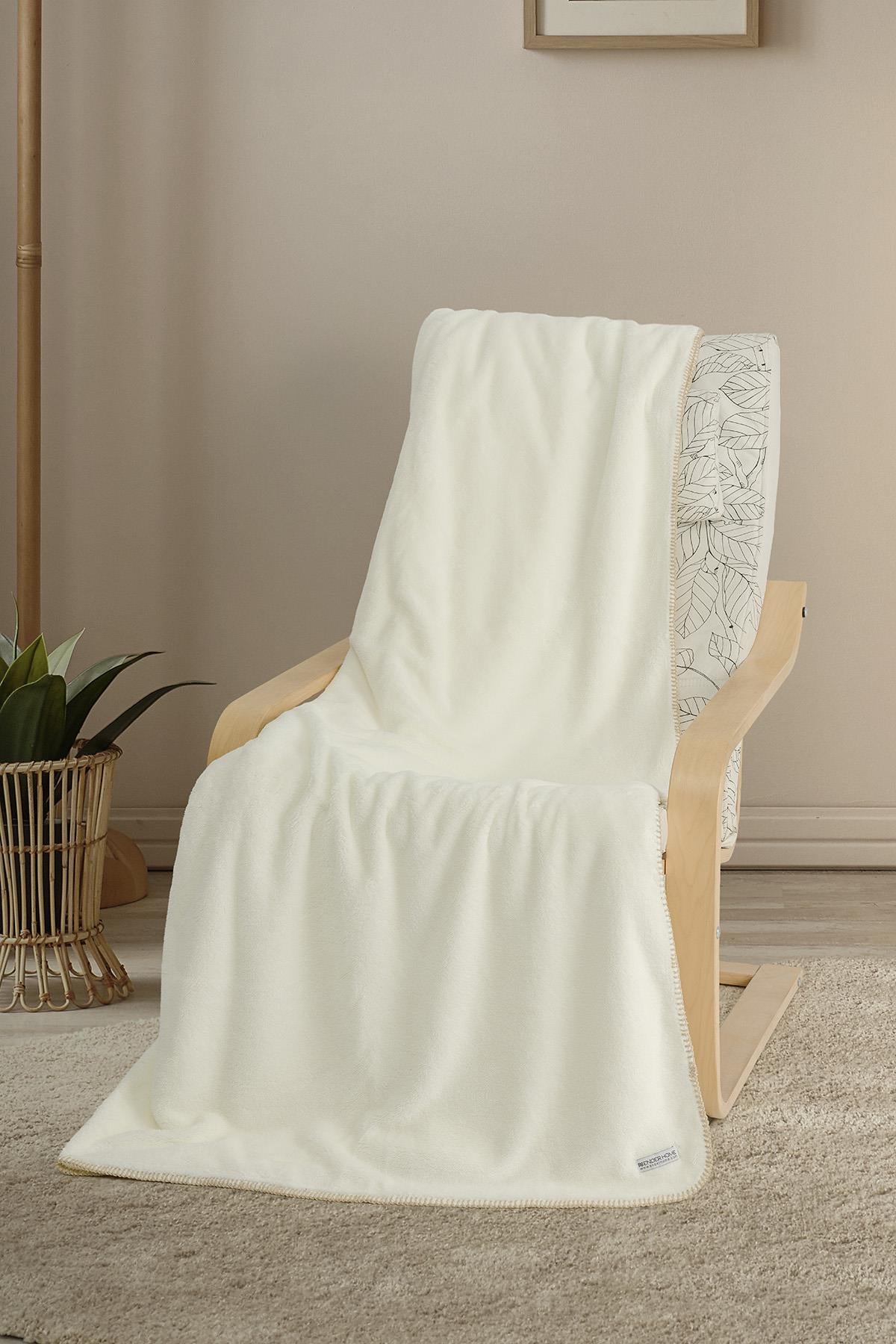 Plushnest Peluş TV & Koltuk Şalı Tek kişilik – 110x160 Cm Ekru - Ender Home