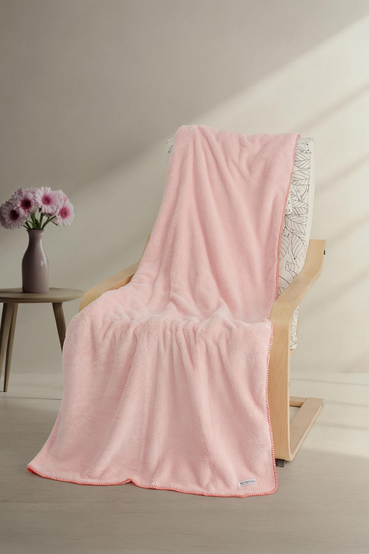 Plushnest Peluş TV & Koltuk Şalı Tek kişilik – 110x160 Cm Pembe - Ender Home