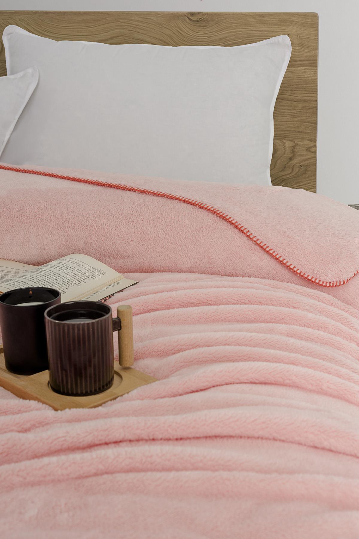 Plushnest Peluş TV & Koltuk Şalı Tek kişilik – 110x160 Cm Pembe - Ender Home