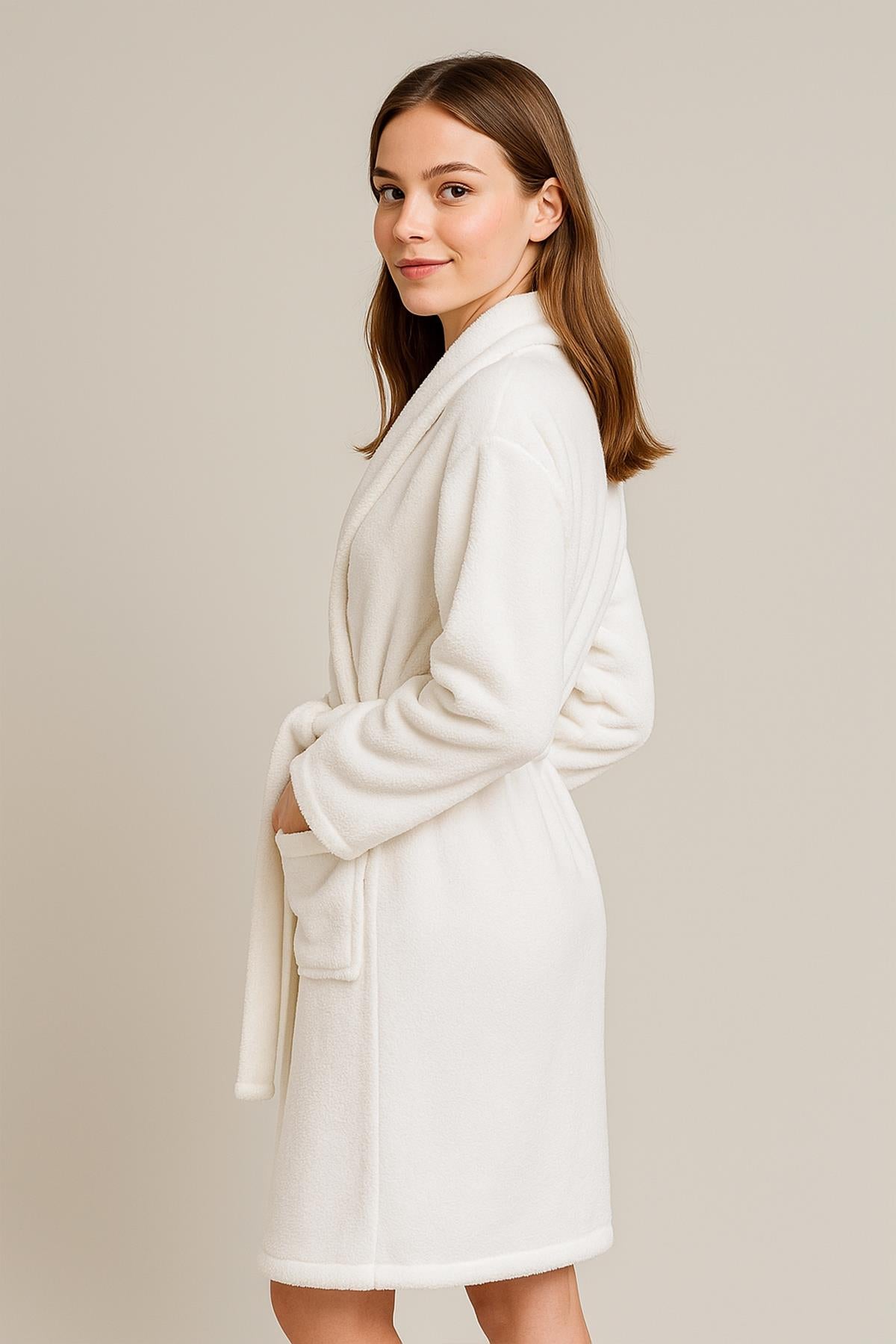 Plushnest Şalyaka Bornoz – Wellsoft, Unisex Beyaz - Ender Home