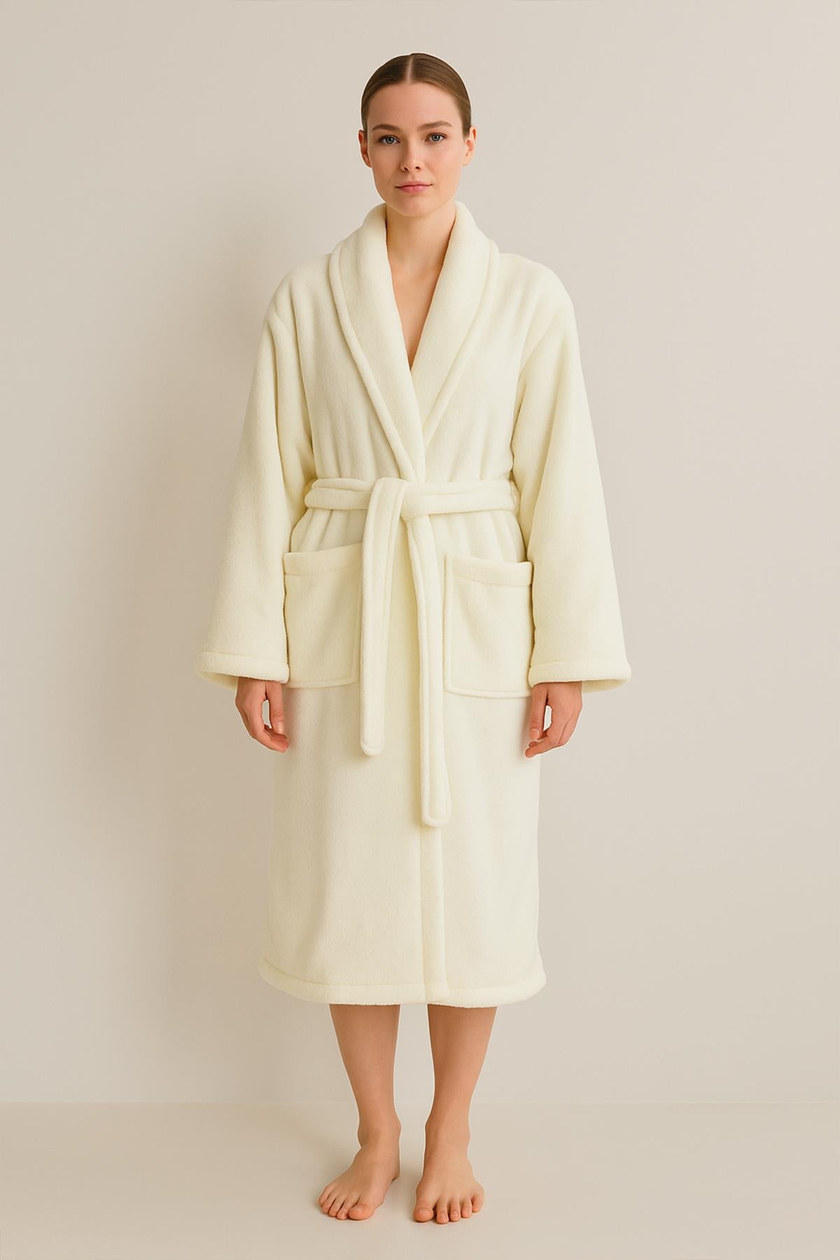 Plushnest Şalyaka Bornoz – Wellsoft, Unisex Ekru - Ender Home