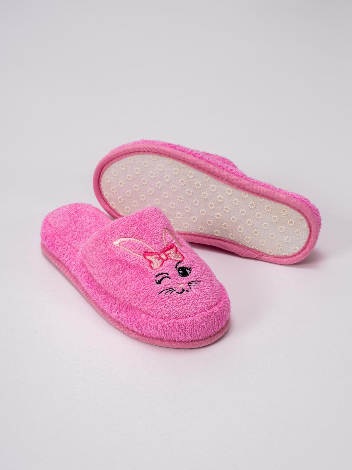 Rabbit Sevimli Pofuduk Terlik – %100 Pamuk Kaymaz Taban Pembe - Ender Home