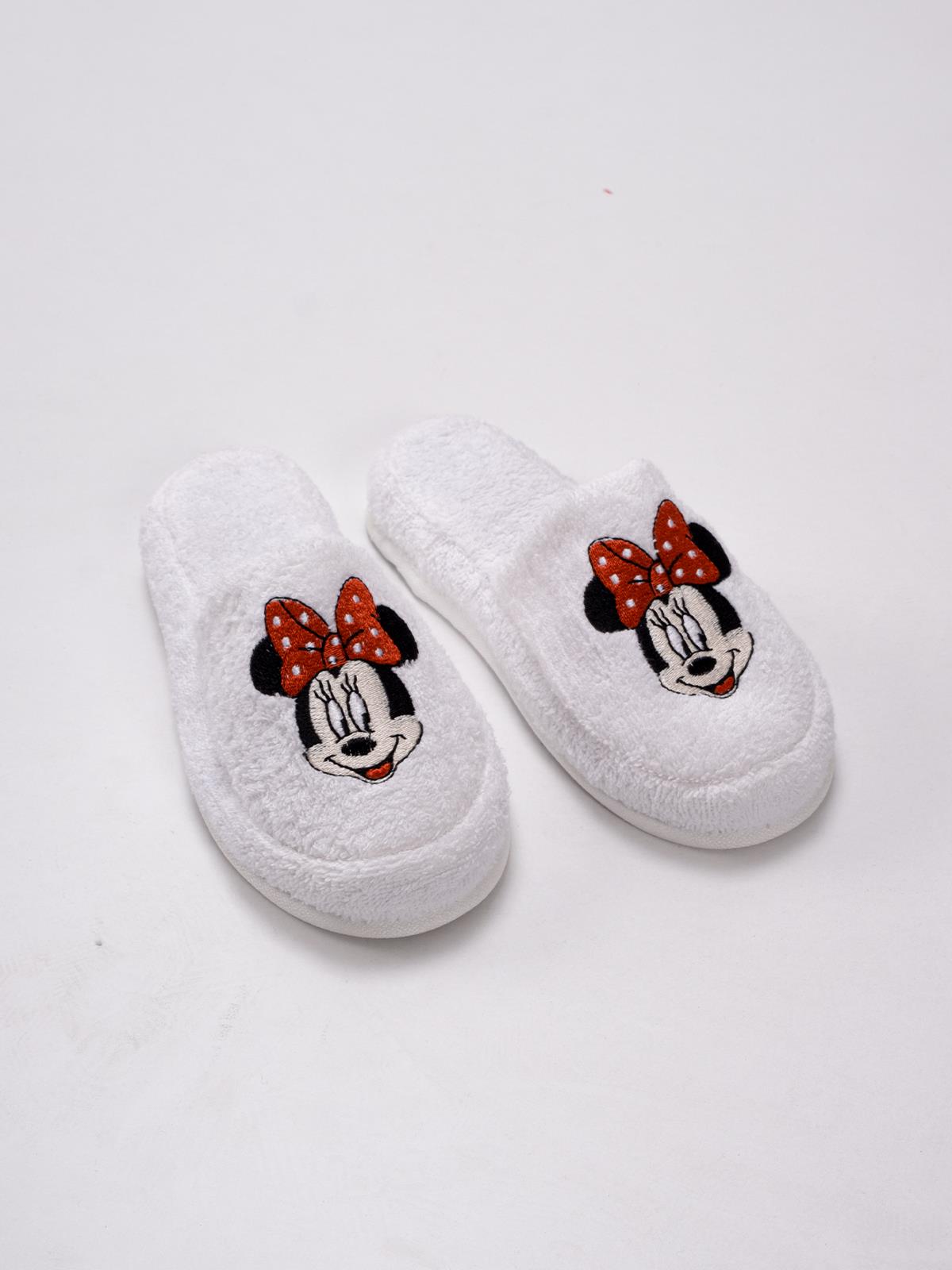 Ratty Sevimli Pofuduk Terlik – %100 Pamuk Kaymaz Taban Beyaz - Ender Home