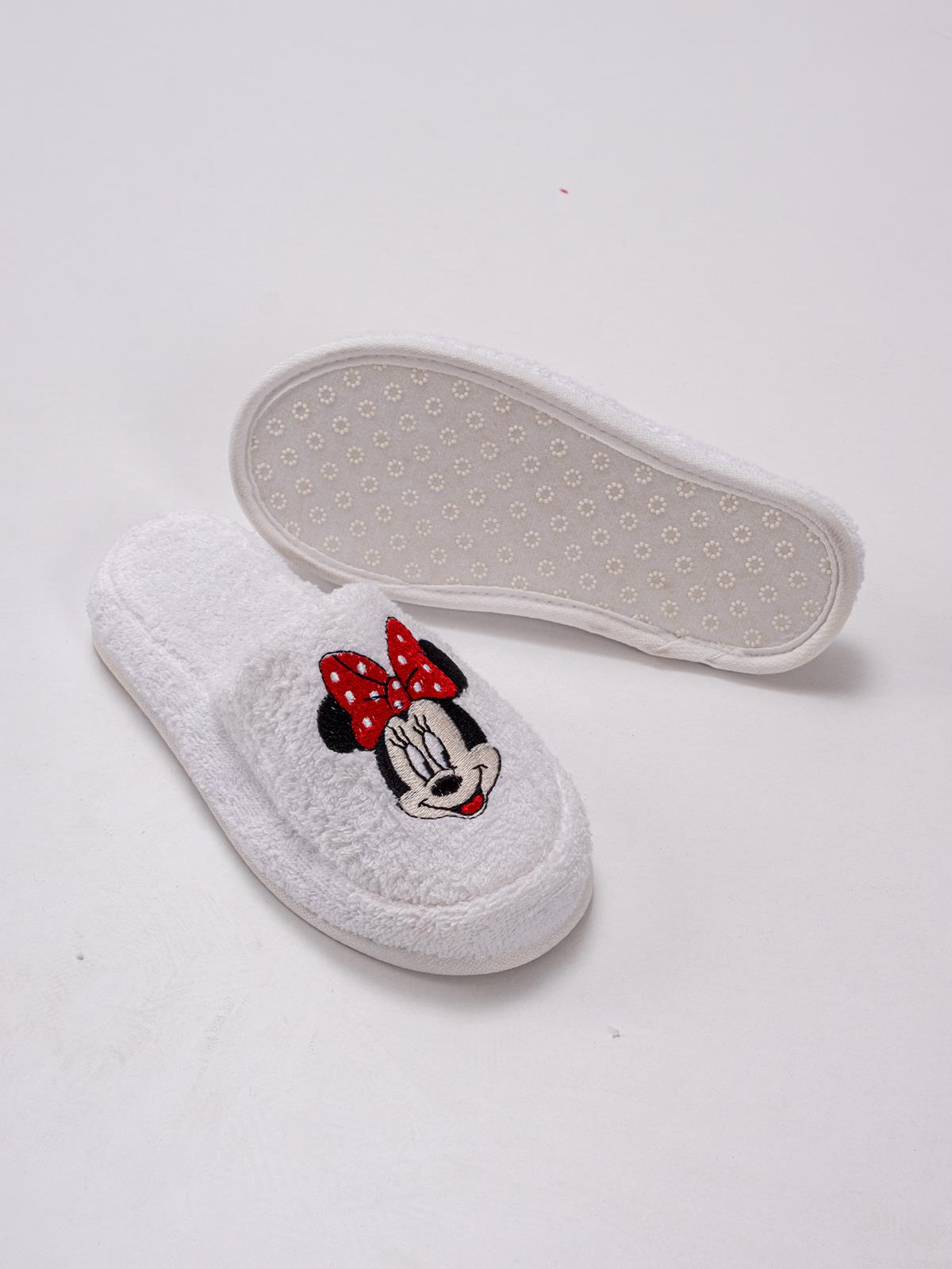 Ratty Sevimli Pofuduk Terlik – %100 Pamuk Kaymaz Taban Beyaz - Ender Home