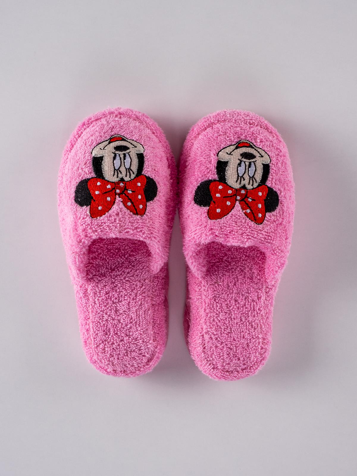 Ratty Sevimli Pofuduk Terlik – %100 Pamuk Kaymaz Taban Pembe - Ender Home