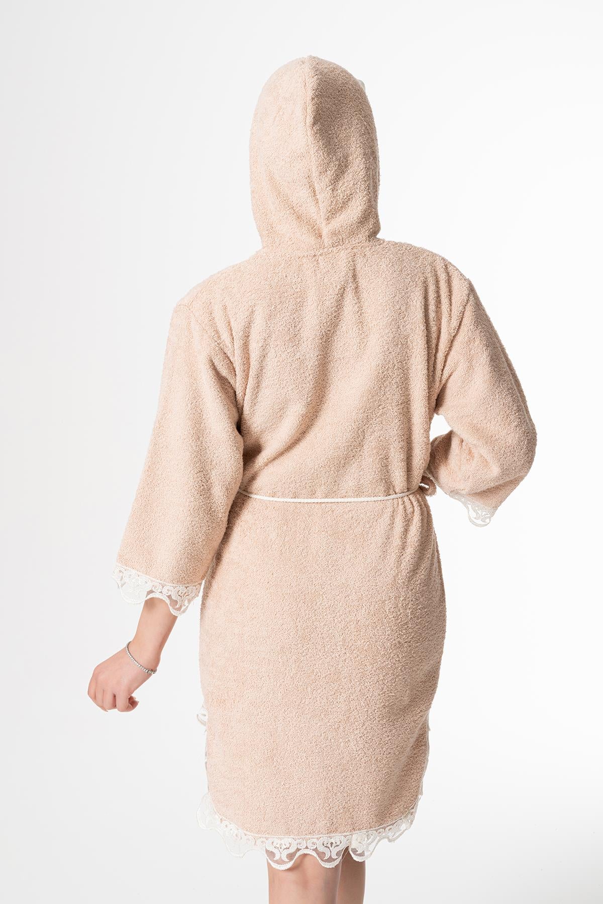 Rosa Gelin Bornoz Set 5 Parça Dantelli Çeyizlik Takım Bej - Ender Home