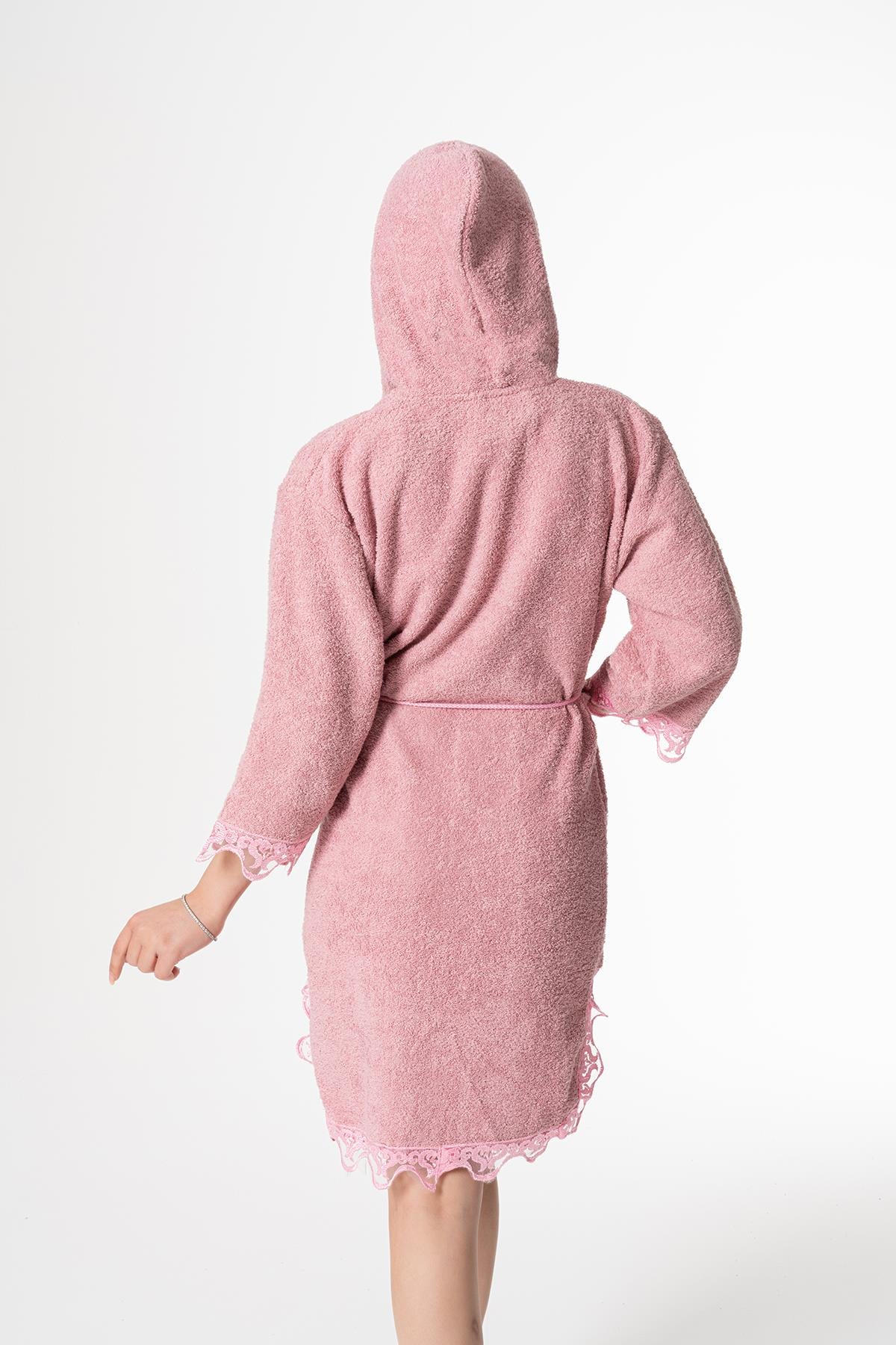 Rosa Gelin Bornoz Set 5 Parça Dantelli Çeyizlik Takım Pembe - Ender Home