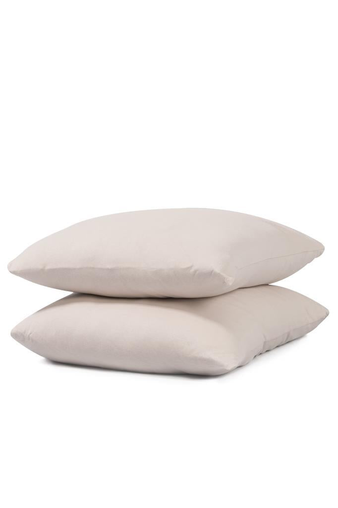 Softloom 2'li Pamuklu Penye Yastık Kılıfı – %100 Pamuklu Fermuarlı 50x70 Cm Bej - Ender Home