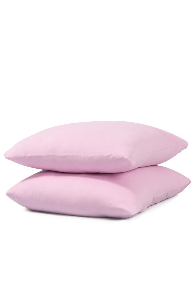 Softloom 2'li Pamuklu Penye Yastık Kılıfı – %100 Pamuklu Fermuarlı 50x70 Cm Pembe - Ender Home