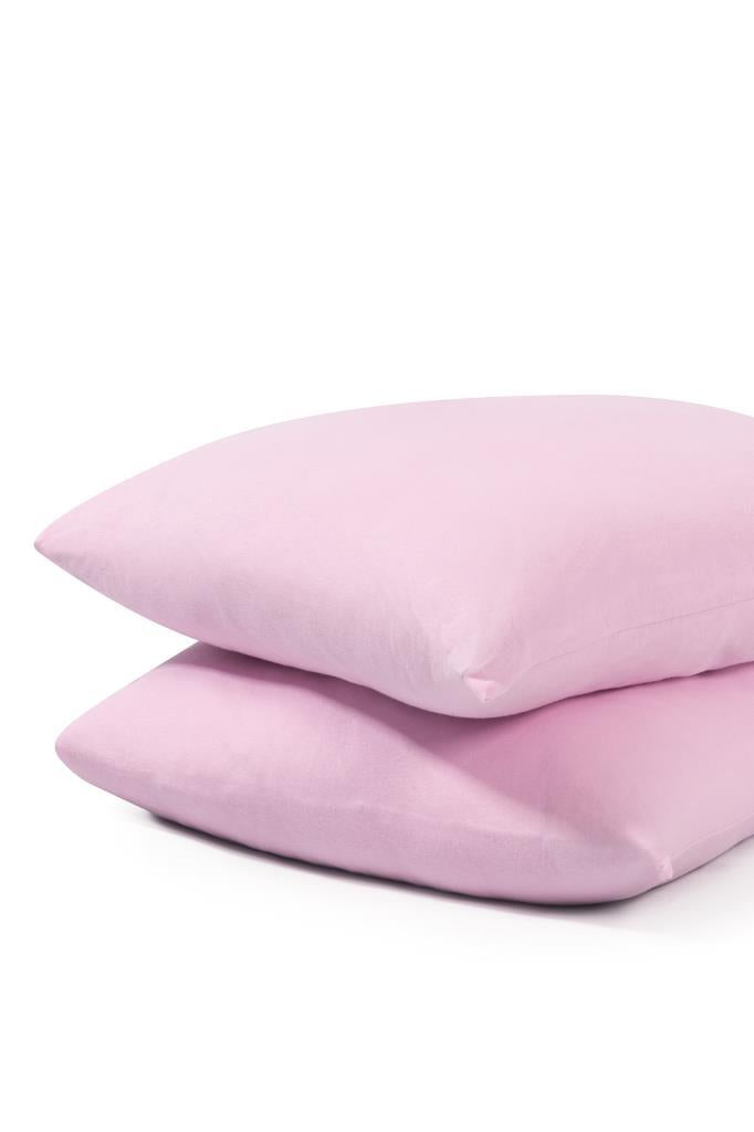 Softloom 2'li Pamuklu Penye Yastık Kılıfı – %100 Pamuklu Fermuarlı 50x70 Cm Pembe - Ender Home