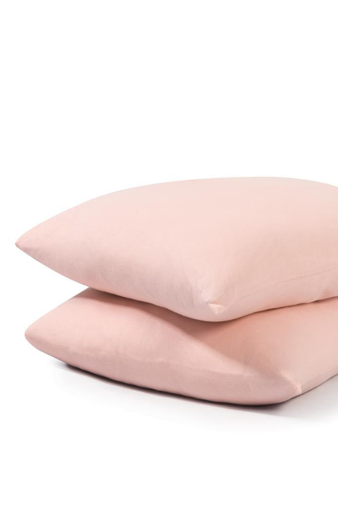 Softloom 2'li Pamuklu Penye Yastık Kılıfı – %100 Pamuklu Fermuarlı 50x70 Cm Somon - Ender Home