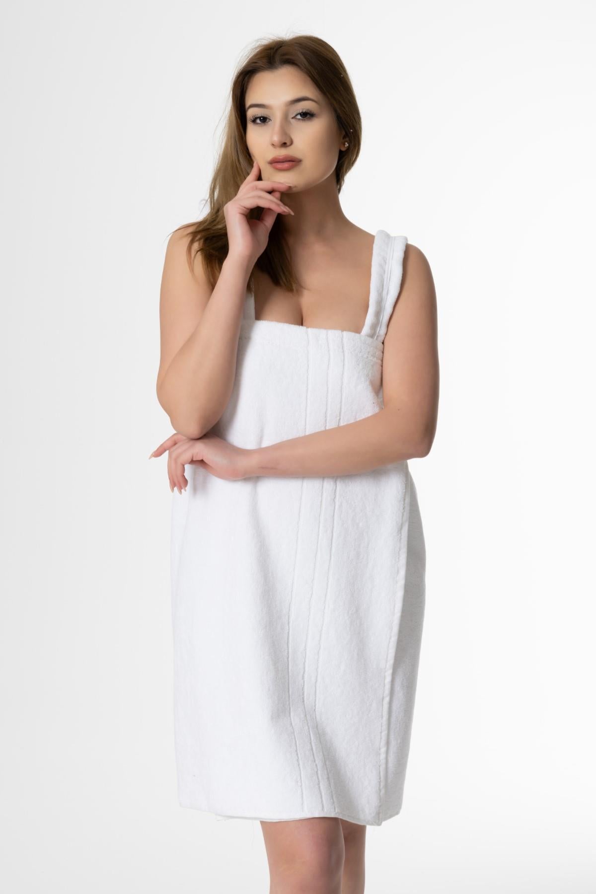 VAT Havlu Plaj Elbisesi – %100 Pamuk Solmayan , Uzun Ömürlü Renk Beyaz - Ender Home