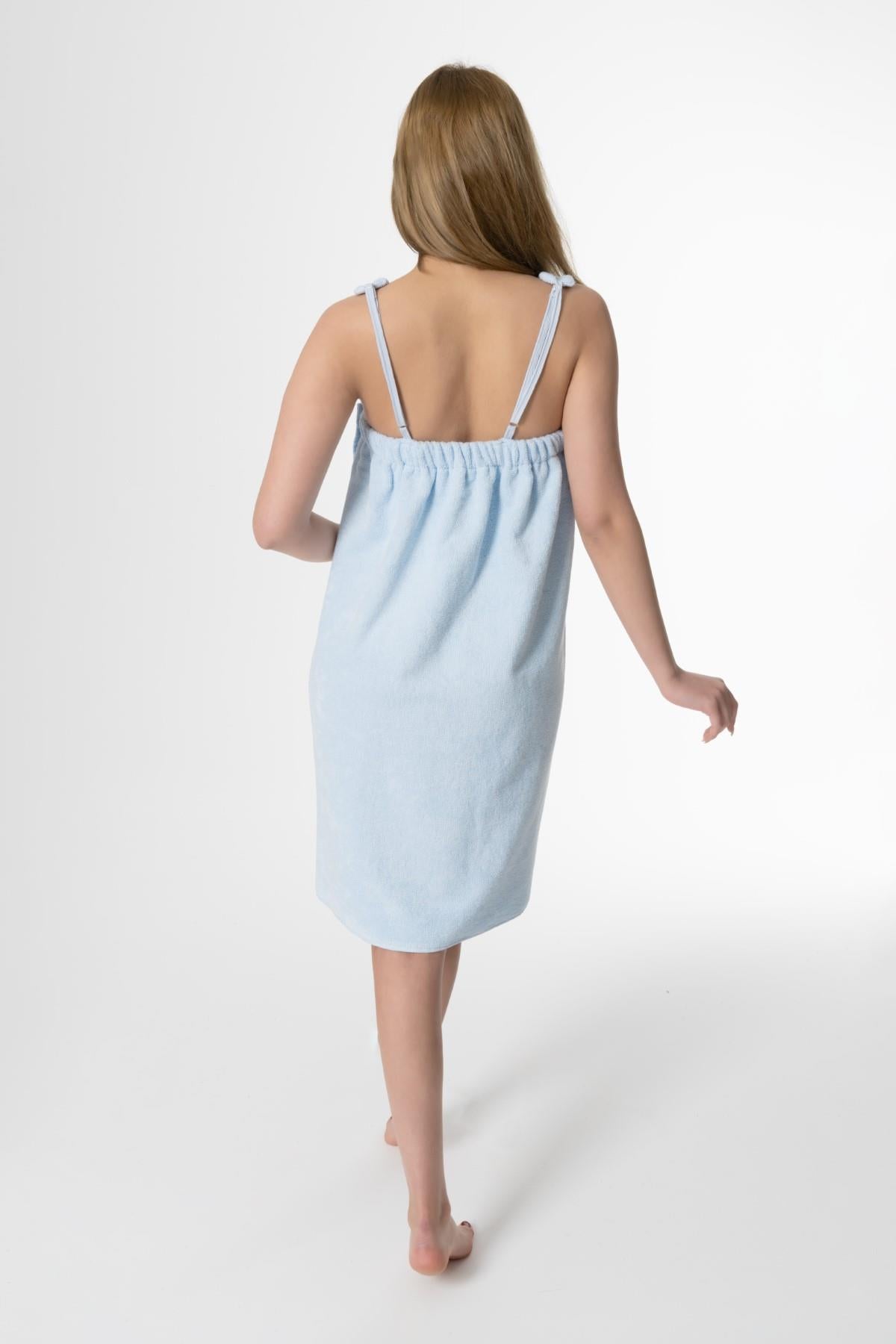 VAT Havlu Plaj Elbisesi – %100 Pamuk Solmayan , Uzun Ömürlü Renk Buz Mavisi - Ender Home