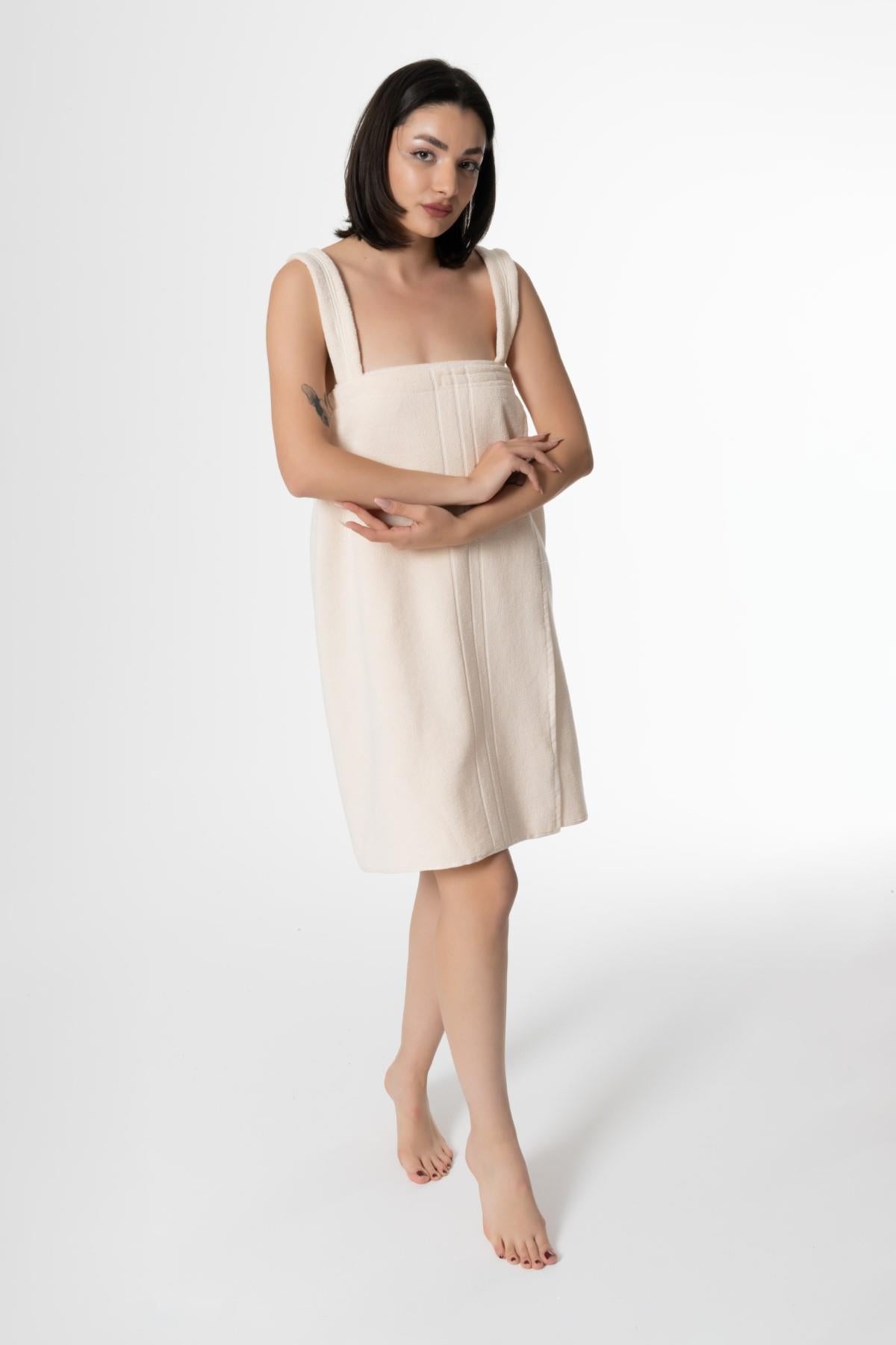 VAT Havlu Plaj Elbisesi – %100 Pamuk Solmayan , Uzun Ömürlü Renk Ekru - Ender Home