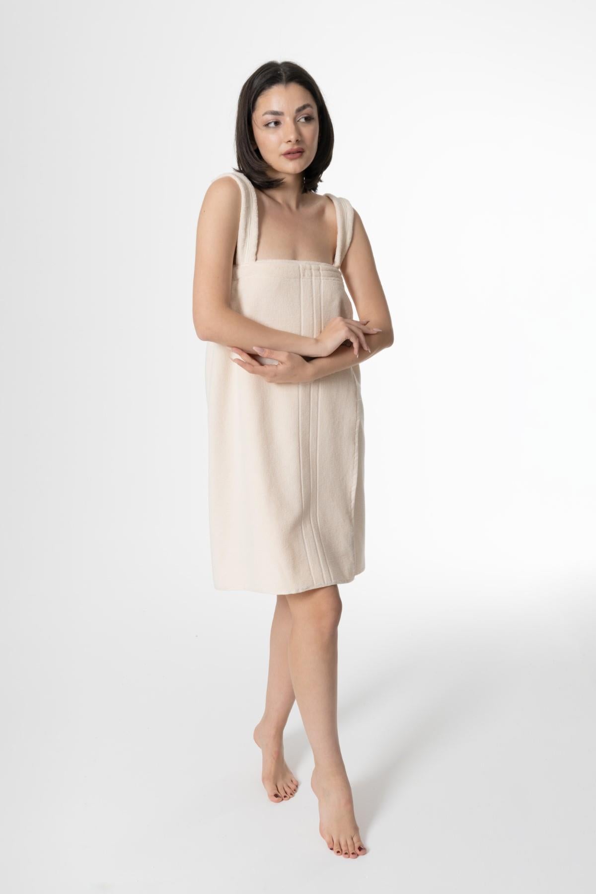 VAT Havlu Plaj Elbisesi – %100 Pamuk Solmayan , Uzun Ömürlü Renk Ekru - Ender Home