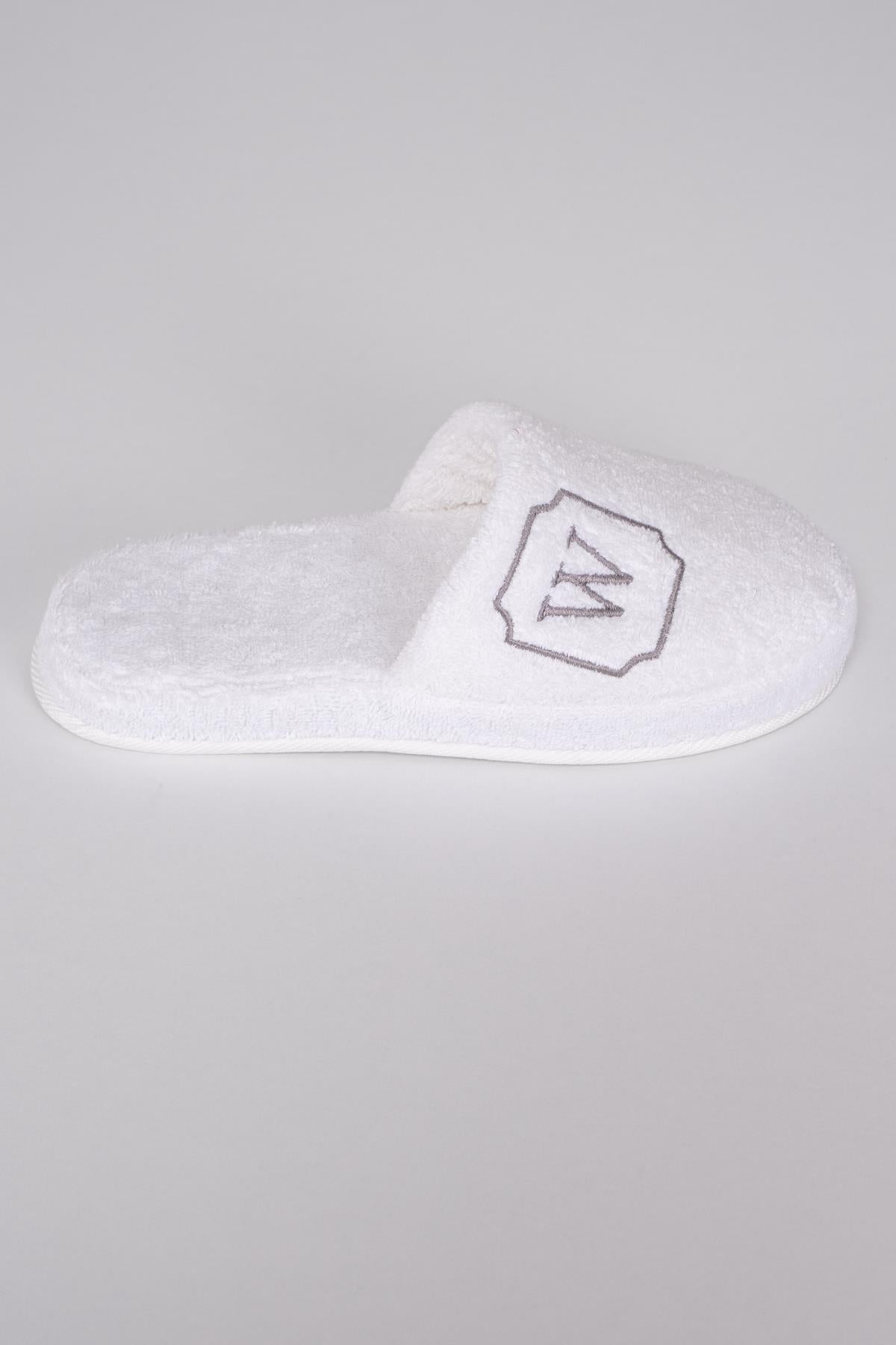 W Harf Nakışlı Banyo Ve Ev Havlu Terliği – %100 Pamuk Kaymaz Kalın Taban - Ender Home