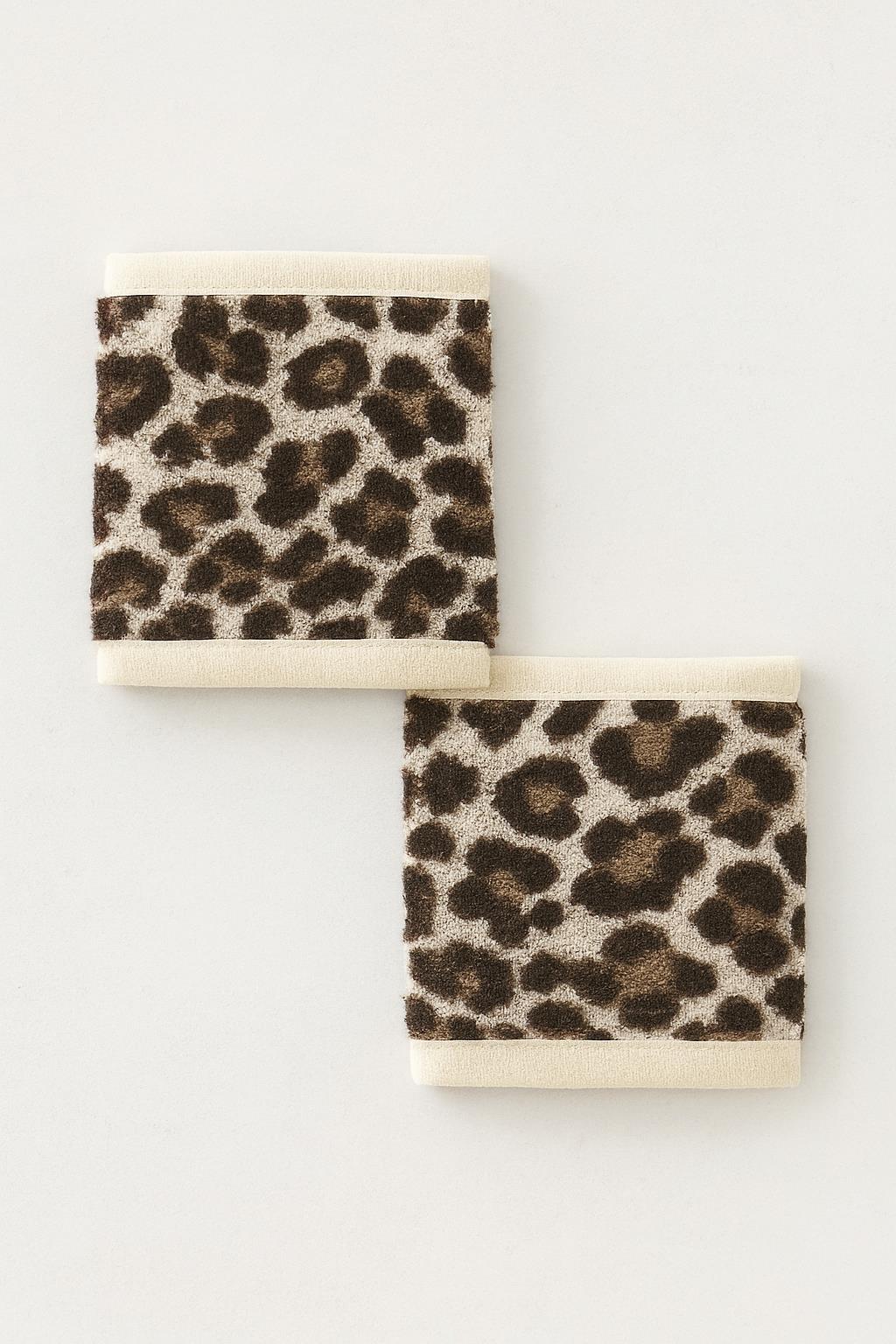 Wild Spirit 2'li Leopar Desen Bilek Bandı – %100 Pamuklu ve Yumuşak Leopar Baskılı-Ekru Biye - Ender Home