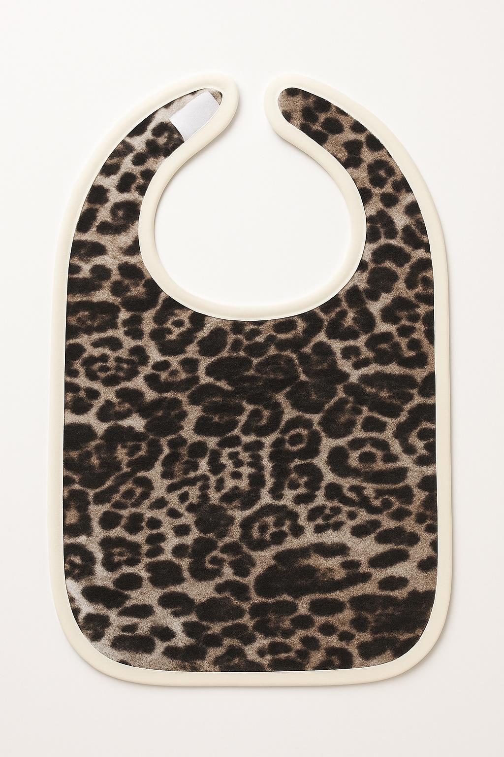 Wild Spirit 2'li Leopar Desenli Bebek Mama Önlüğü – Sıvı Geçirmez %100 Pamuk 25x40 Cm Leopar Baskılı- Ekru Biyeli - Ender Home