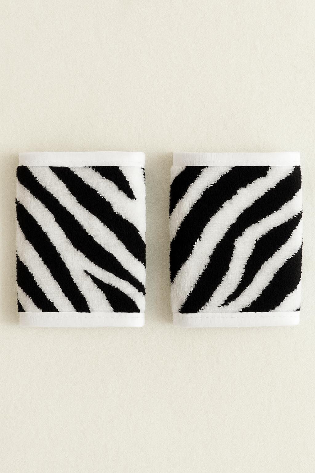 Wild Spirit 2'li Zebra Desen Bilek Bandı – %100 Pamuklu ve Yumuşak Zebra Baskılı-Beyaz Biye - Ender Home