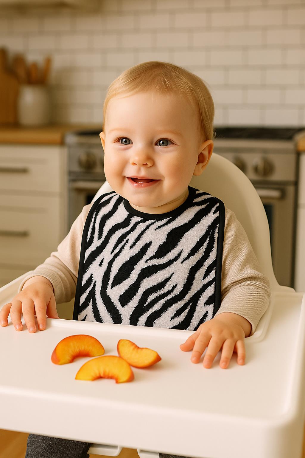 Wild Spirit 2'li Zebra Desenli Bebek Mama Önlüğü – Sıvı Geçirmez %100 Pamuk 25x40 Cm Zebra Desen-Siyah Biyeli - Ender Home