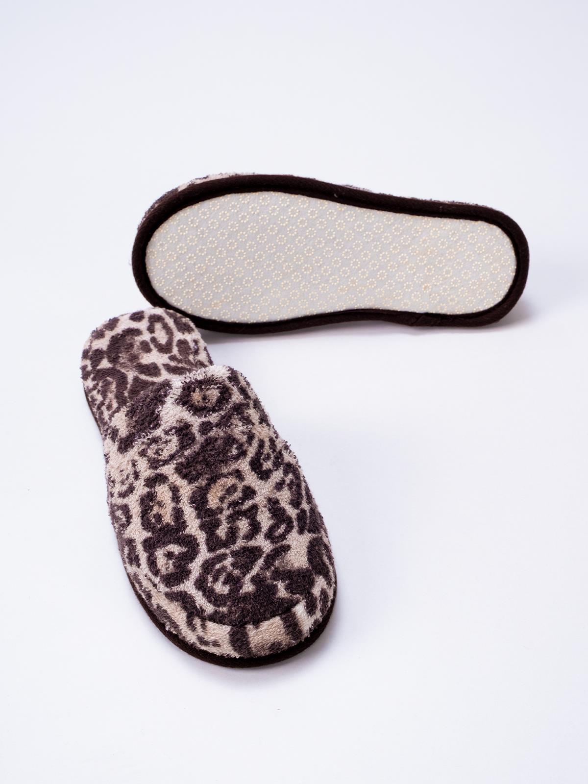 Wild Spirit Leopar Desen Banyo Ve Ev Terliği – %100 Pamuk Havlu Kaymaz Kalın Taban Leopar Baskılı- Kahve Biyeli - Ender Home