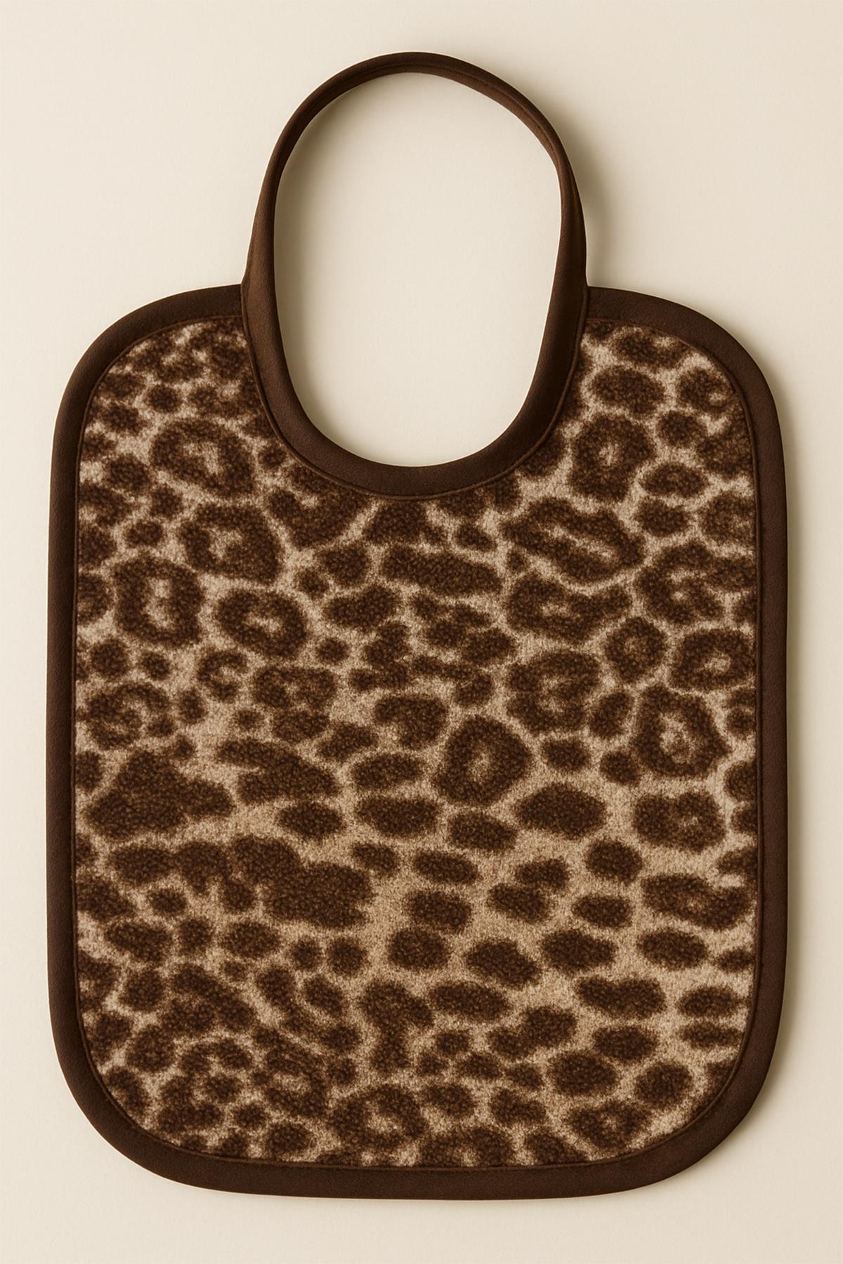 Wild Sprit 2'li Leopar Desen Havlu Bebek Mama Önlüğü - 25x30Cm Leopar Baskılı- Kahve Biyeli - Ender Home