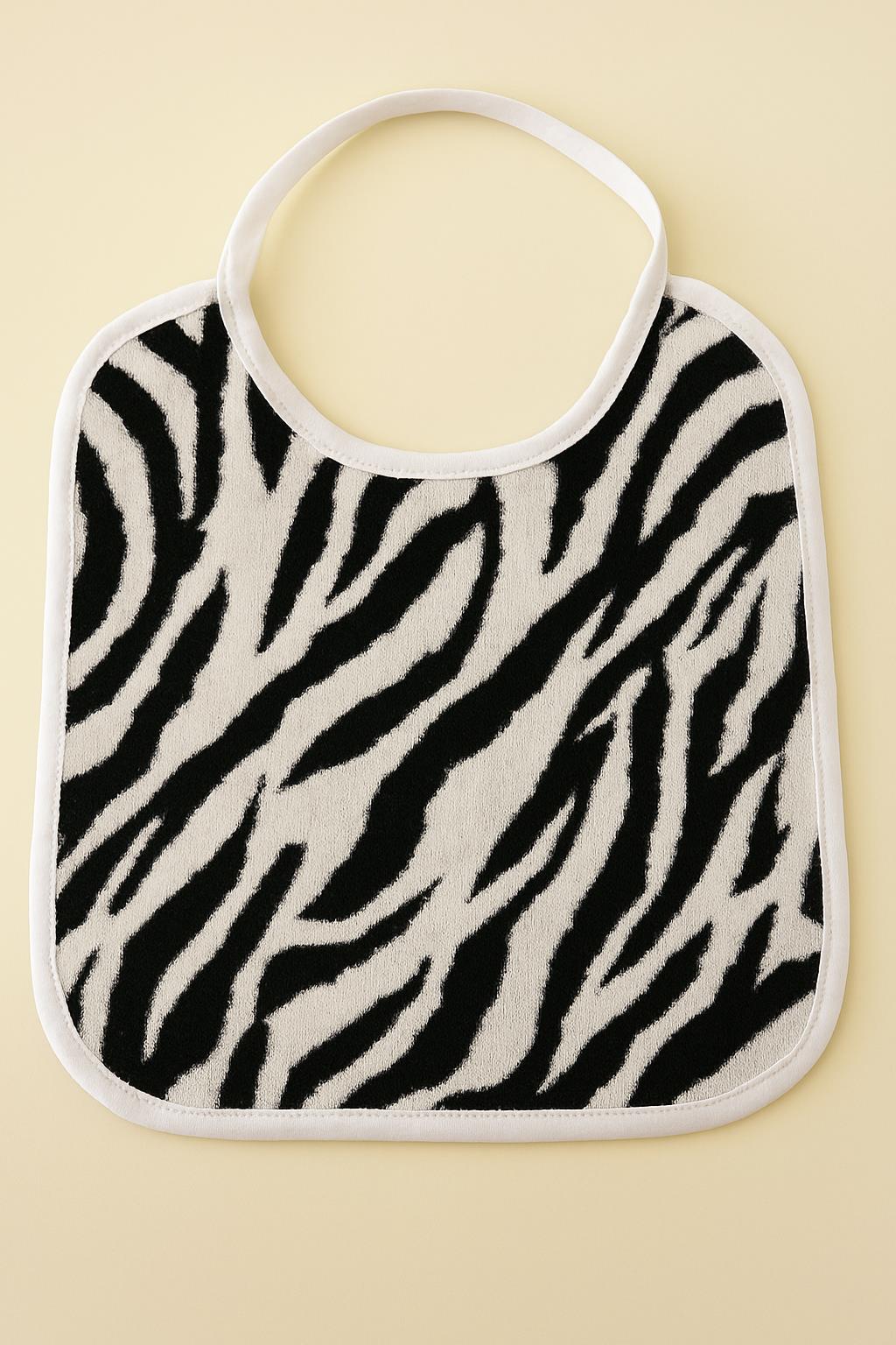 Wild Sprit 2'li Zebra Desen Bebek Mama Önlüğü – 25x30 cm Zebra Baskılı- Beyaz Biyeli - Ender Home