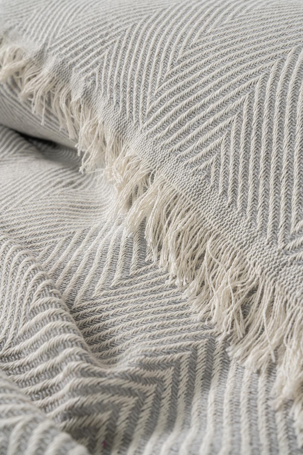 Woven Piquea TV & Koltuk Şalı Tek Kişilik – 150x220 Cm Gri - Ender Home