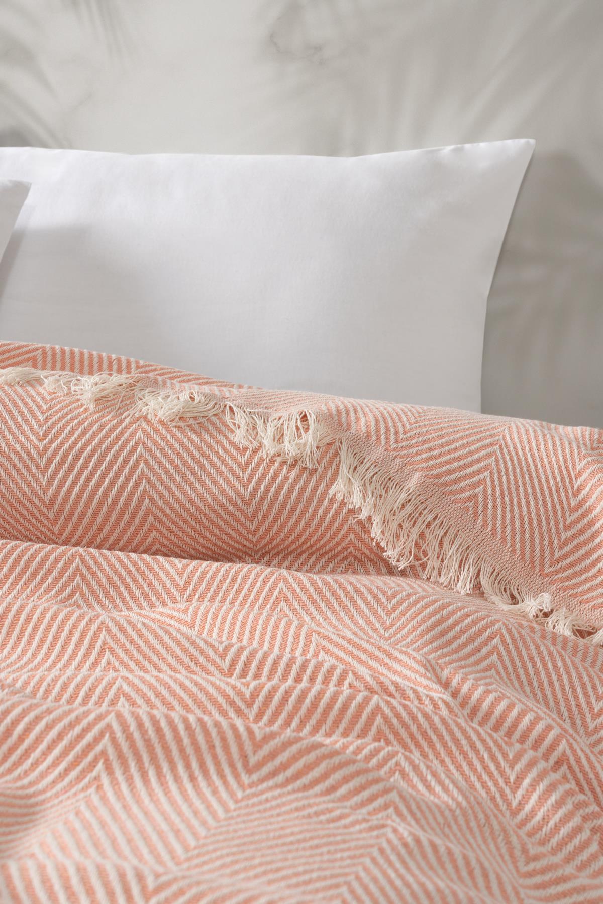 Woven Piquea TV & Koltuk Şalı Tek Kişilik – 150x220 Cm Somon - Ender Home