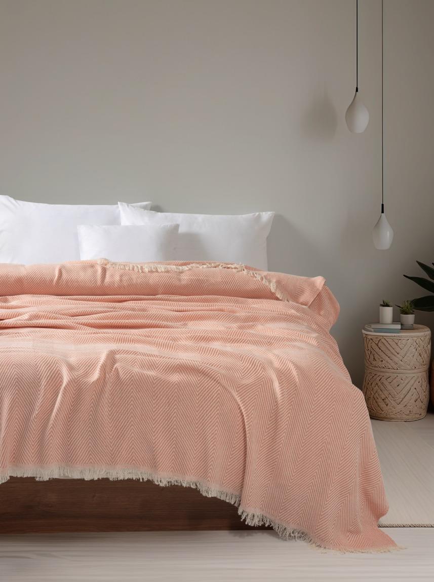 Woven Piquea TV & Koltuk Şalı Tek Kişilik – 150x220 Cm Somon - Ender Home