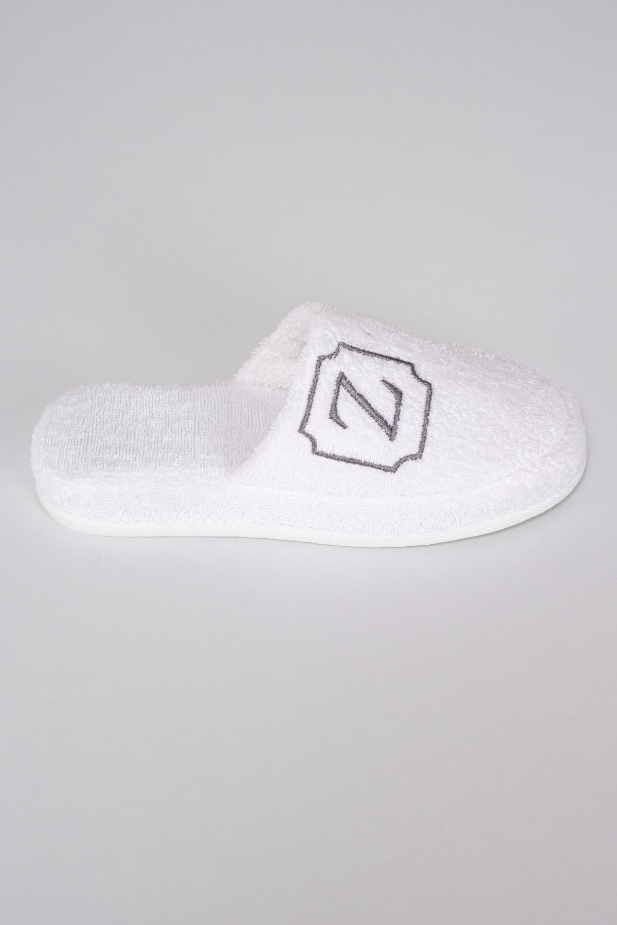 Z Harf Nakışlı Banyo Ve Ev Havlu Terliği – %100 Pamuk Kaymaz Kalın Taban - Ender Home