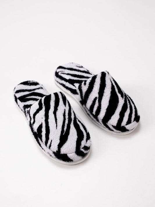 Zebra Baskılı Havlu Terlik %100 Pamuk Unisex